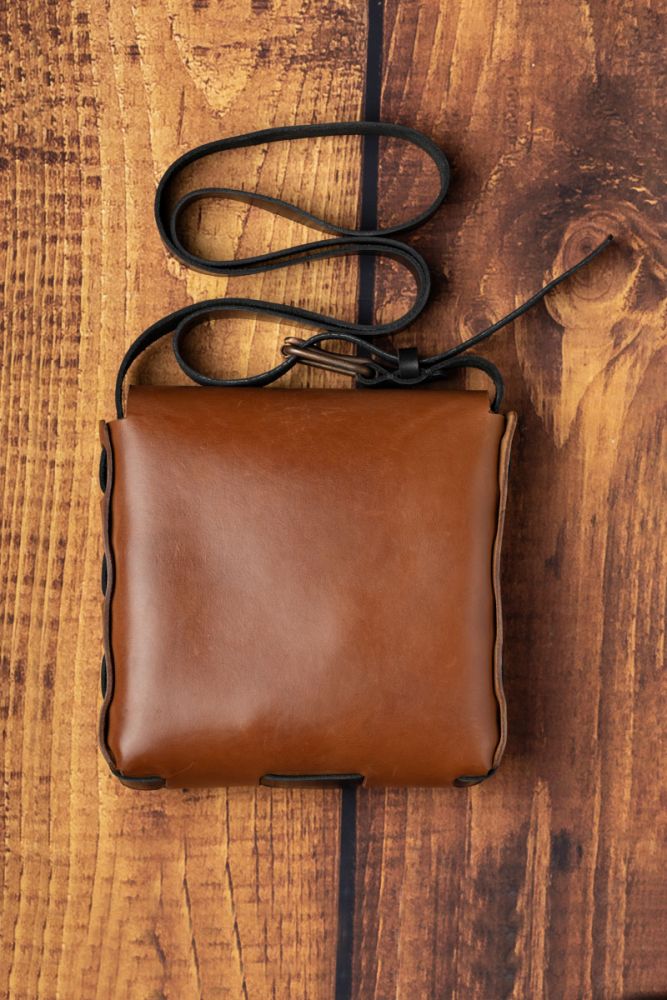 Handmade leather messenger bag URBAN BAG The Compact Messenger Brown with black