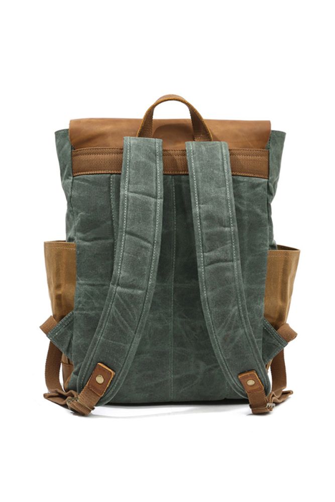 Leather and waxed canvas backpack URBAN BAG Memphis