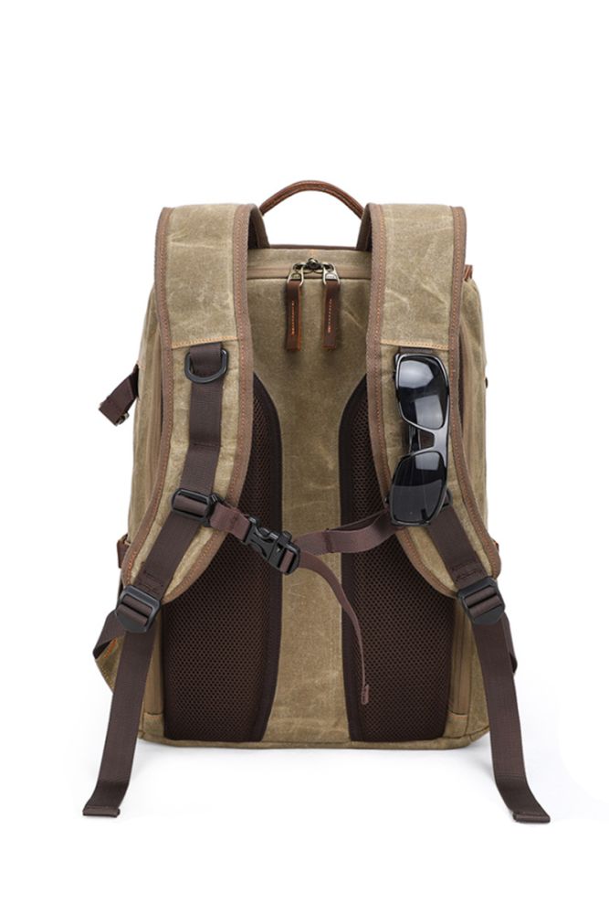 Waxed canvas camera backpack on sale